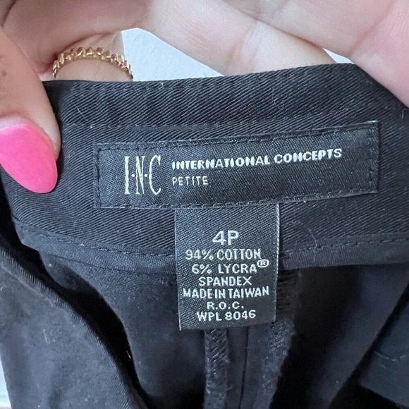 Vtg Y2K INC International Concepts Black Cotton Spandex Dress Pants Straight 4P - Picture 3 of 7